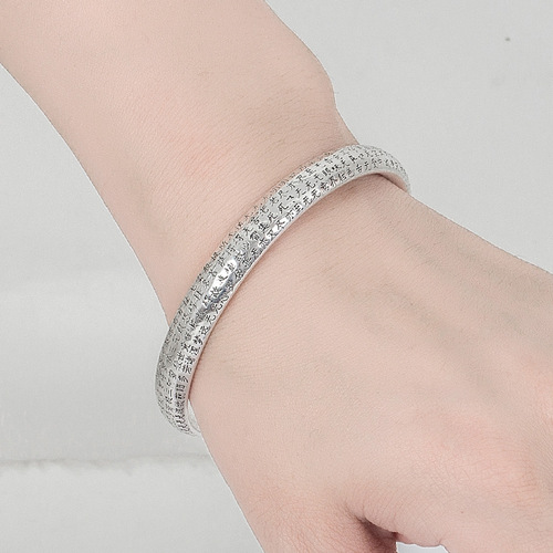 Retro Fashion Heart Sutra Bracelet Sutra Bracelet Solid Open Prajnaparamita Heart Sutra Bracelet Thai Silver Bracelet