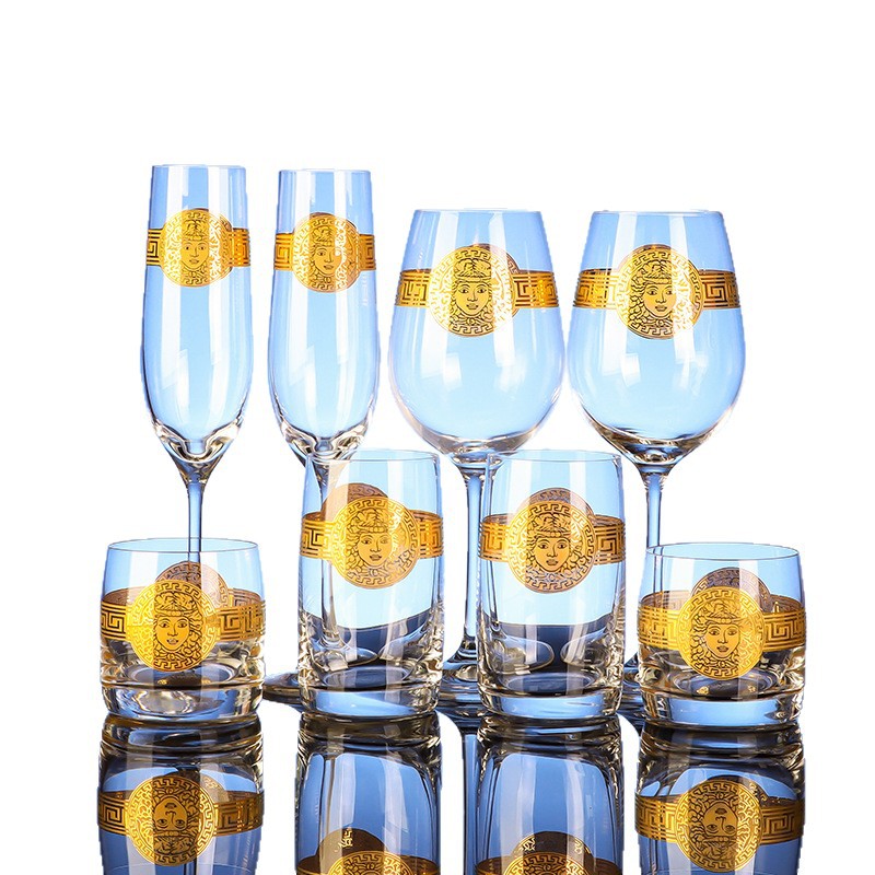 Tazas de vino de cristal importadas de la República Checa, tazas de vino de pie alto, caja de regalo para amigos, regalos de mano de alta gama
