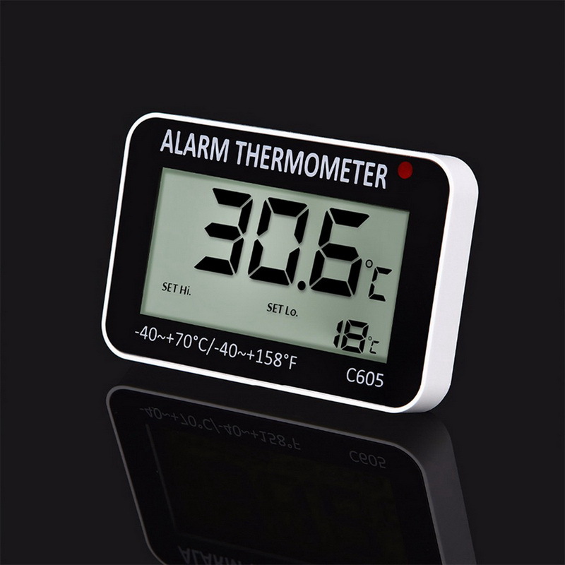 厨房温度计C605挂壁式温度计家用电子湿度计报警迷你塑料温度计