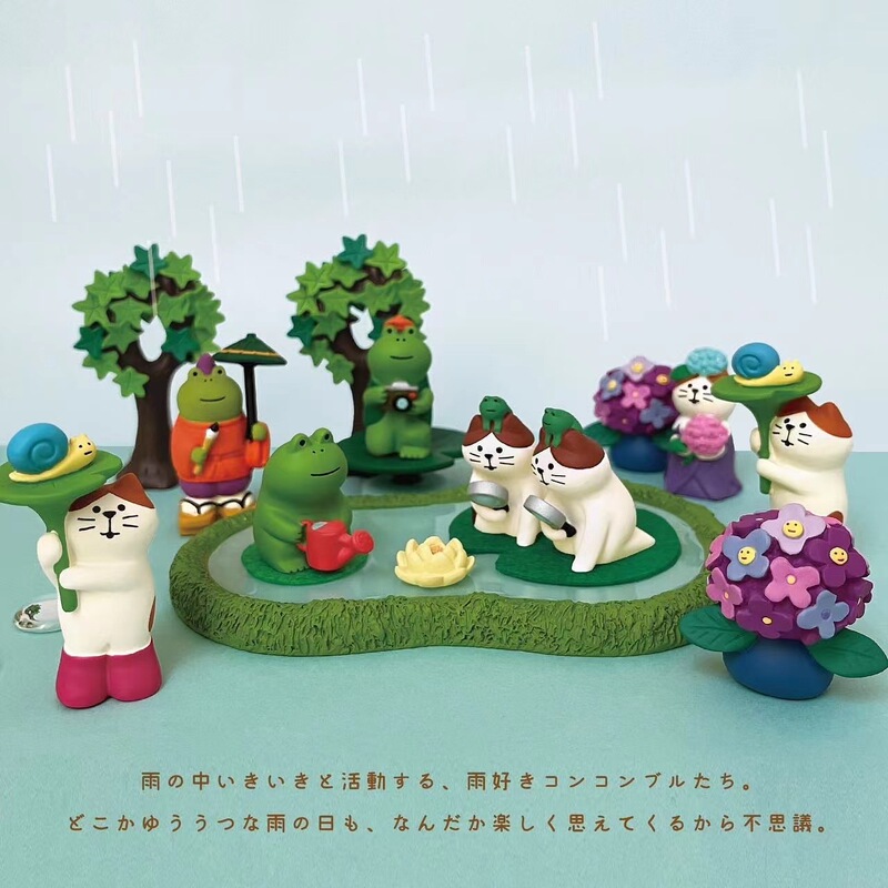 Mei rainy season series Japanese style ornaments watering frog lifting lotus leaf umbrella cat decoration cute resin handicraft ornaments Mei rainy season series Japanese style ornaments watering frog lifting lotus leaf umbrella cat decoration cute resin handicraft ornaments