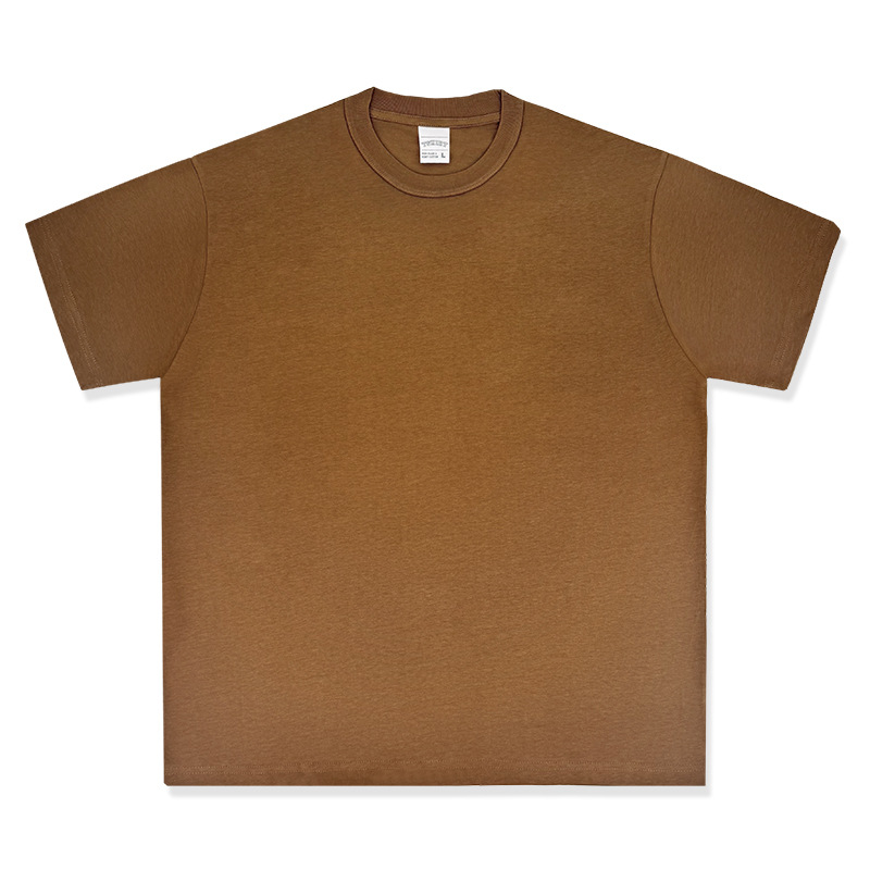 Camiseta de manga corta retro desgastada de algodón pesado transfronterizo 260G versión de lavado de agua suelta cuello redondo de moda base lisa T