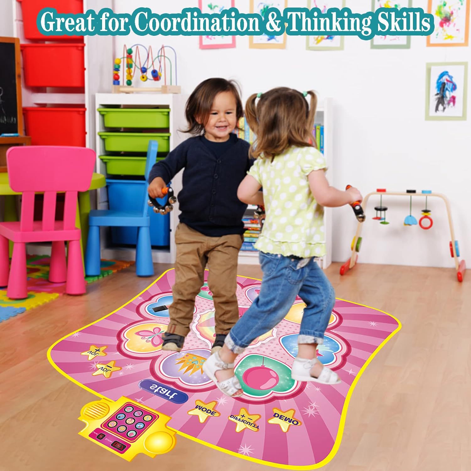 Amazon Kidsren's Dance Mat with Sensor Lighting and Music for Boys and Girls Aged 3-12, Dance Game, Dance Mat Toy