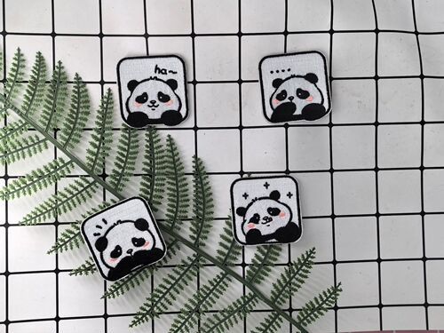 Cartoon Self-Adhesive Panda Emoji DIY Embroidery Fabric Sticker for Children Fashion Versatile Clothing Decor Sticker School Bag Patch