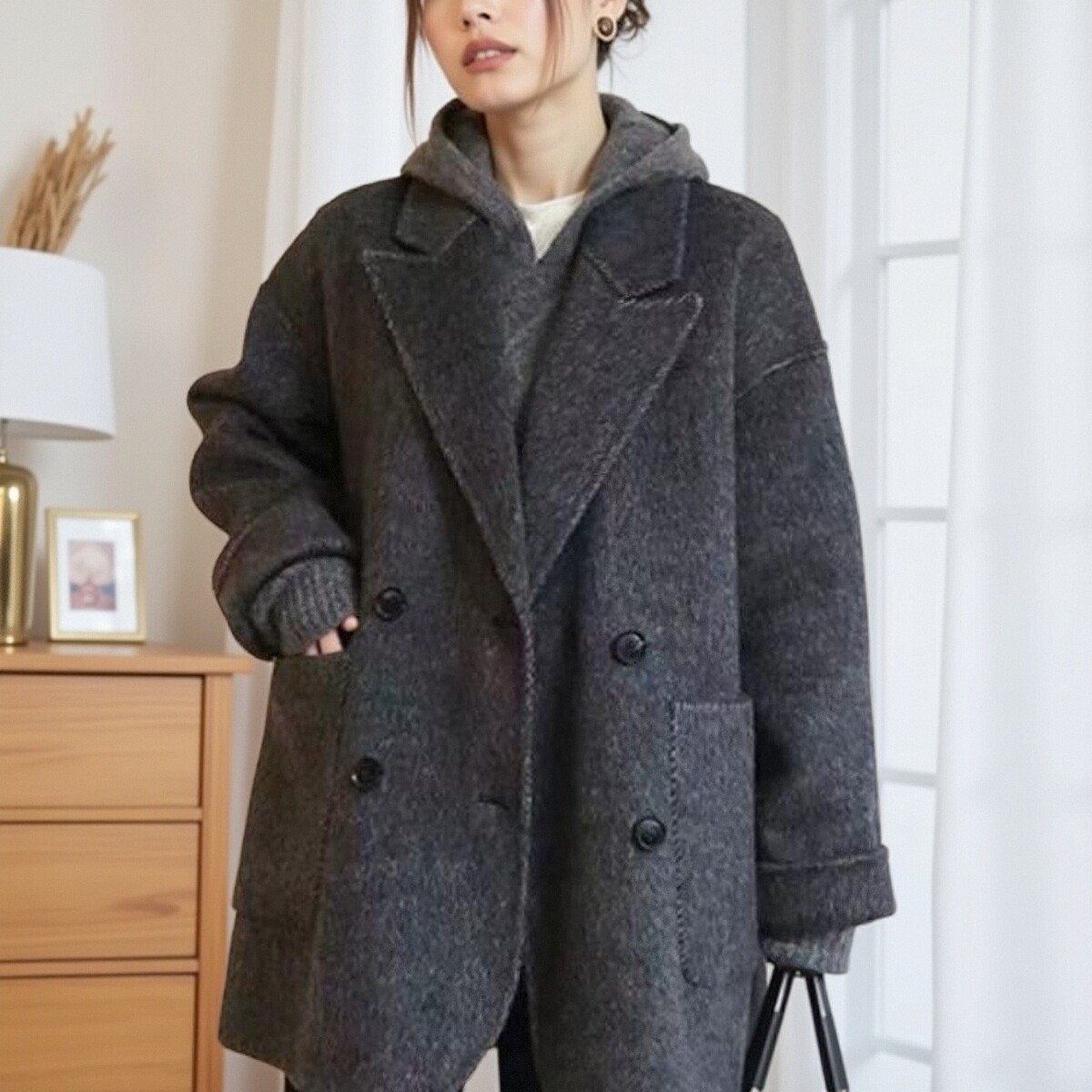 New Autumn and Winter Wool Coat for Women, Double-Sided Cashmere Coat, Fashionable Mid-Length Style, Versatile Woolen Coat for Women