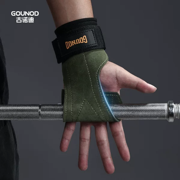 GOUNOD Cowhide Sports Non-Slip Palm Guard Wrist Guard Fitness Weightlifting Booster with pull-up protector
