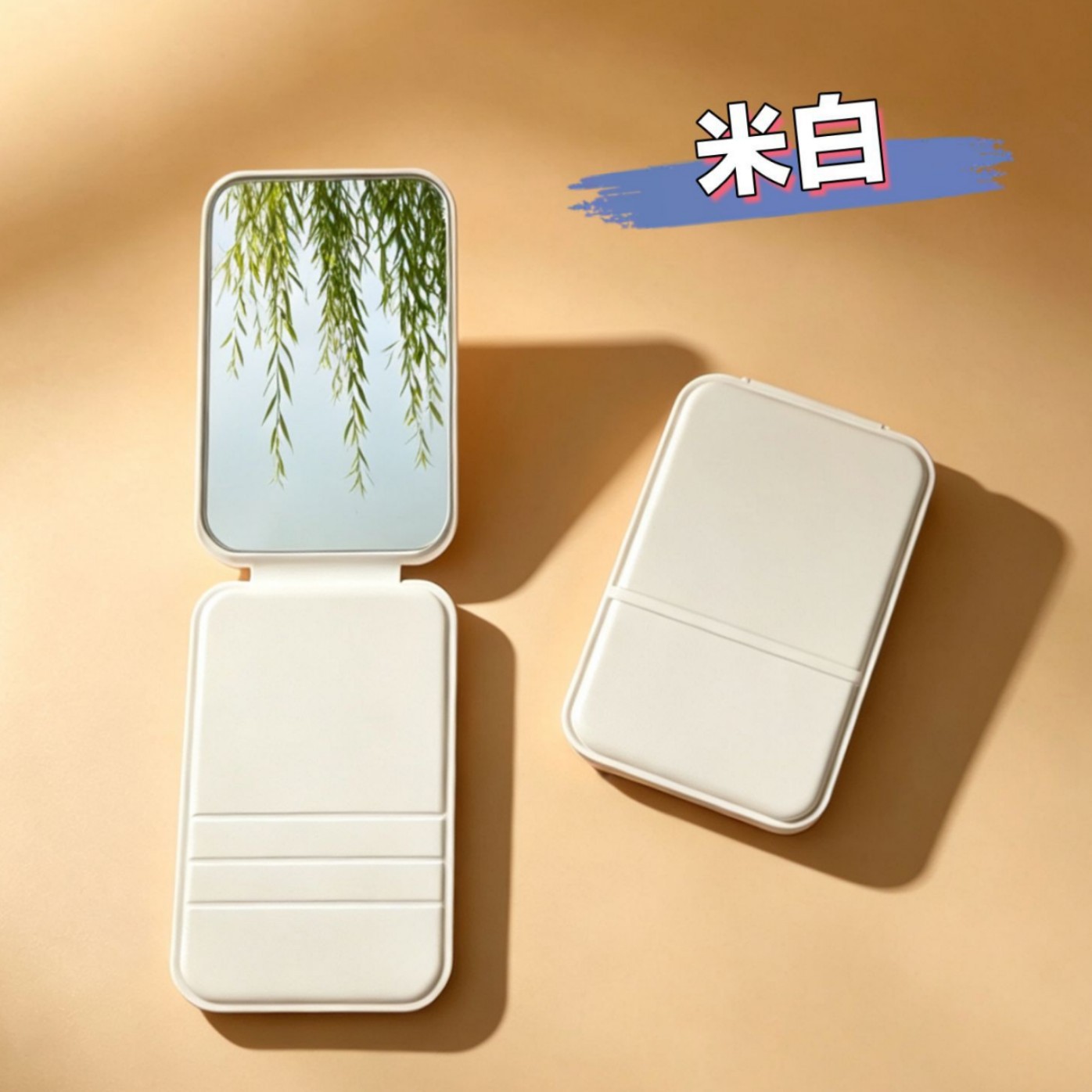 Espejo plegable pequeño espejo de cuero PU dormitorio estudiantil de belleza de escritorio portátil hogar dormitorio de escritorio espejo de maquillaje