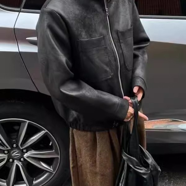 Chaqueta corta cleanfit americana Chaqueta de cuero de caza guapa de alta gama para hombre Chaqueta de pata de gallo