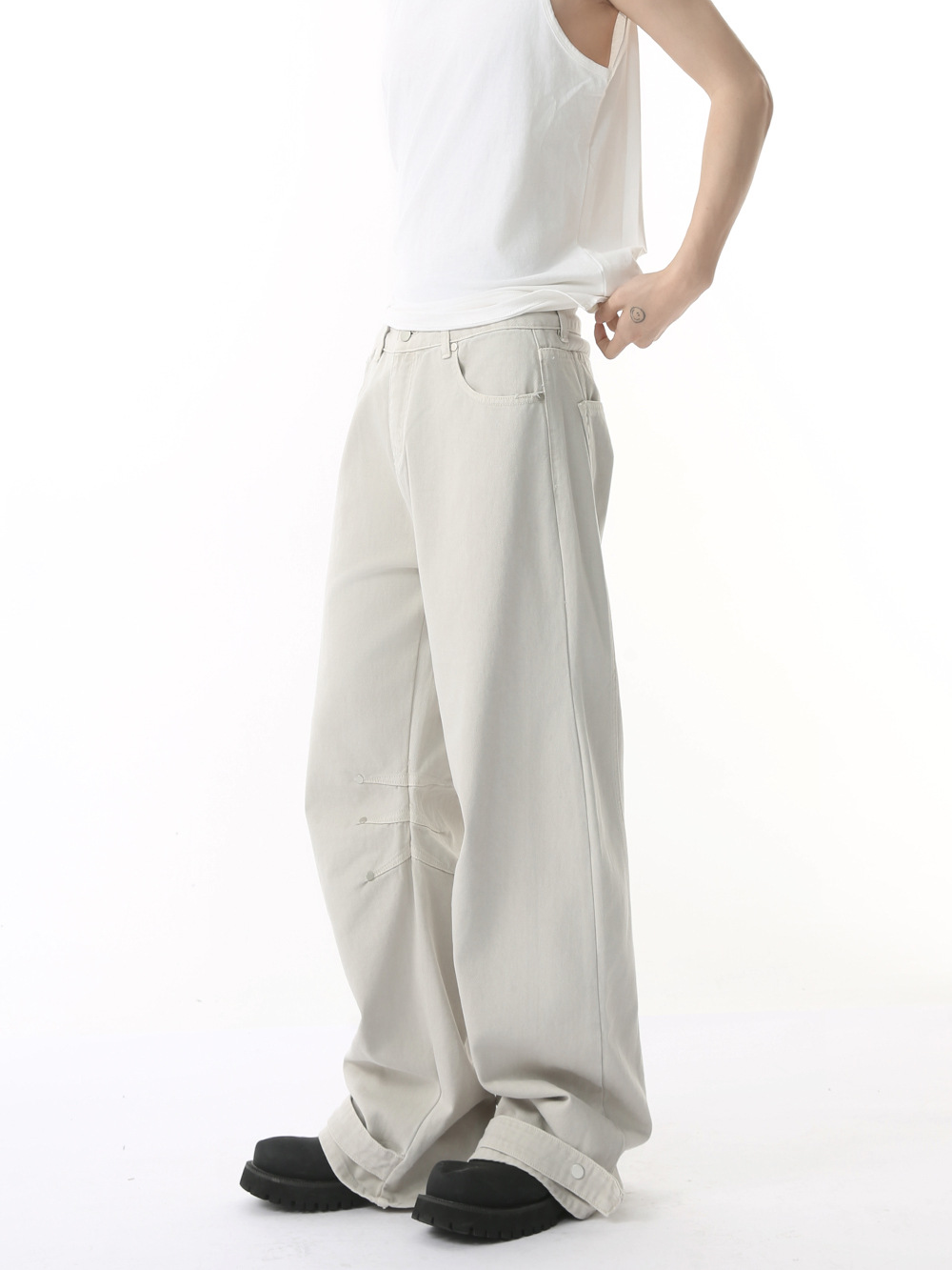 MTLCLOTHES Hombres| Cleanfit retrógrado deconstrucción herramienta machete jeans de piernas anchas de alta tendencia