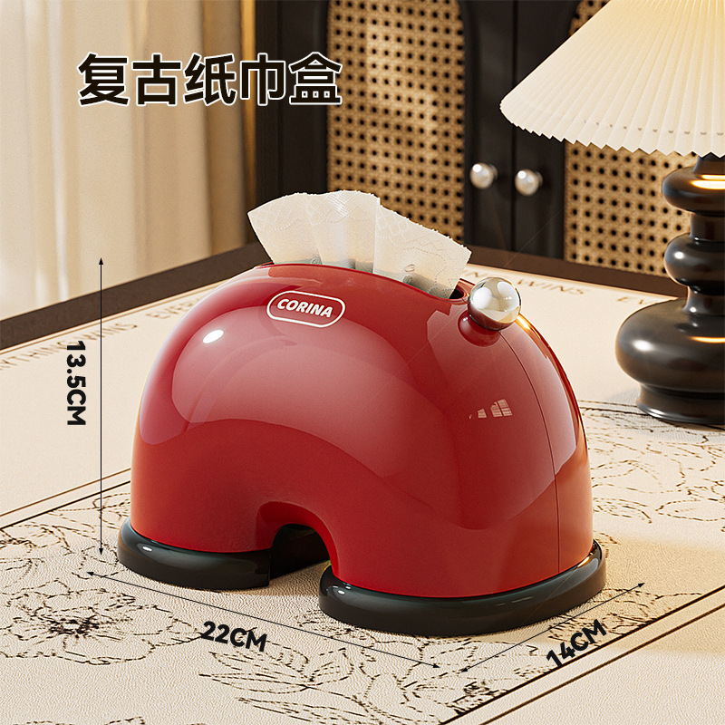 纸巾盒创意弹簧家用高级感客厅卧室桌面纸抽盒轻奢复古艺术感摆件|undefined