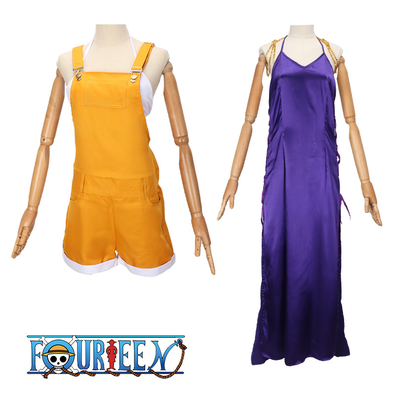 One Piece Nami Cos Suit Straw Hat Group Sailor Nana Beautiful Back Pants Purple Long Skirt Halloween Performance Costume