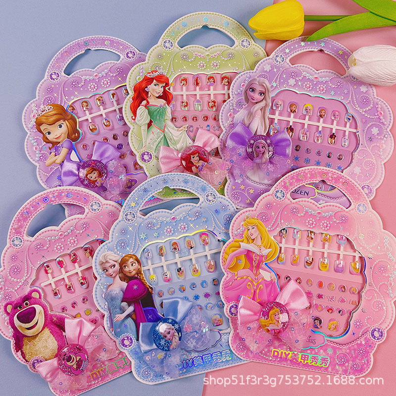 Frozen Elsa Princess Nail Stickers Girls' Nail Art Stickers Hair Clips Dress up Toys Stickers Cute Journal Stickers