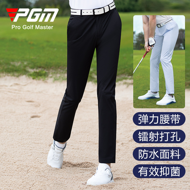 PGM Golf Pants Men's Summer Ball Pants Waterproof/Antibacterial/Stretch Belt Golf Sport Trousers