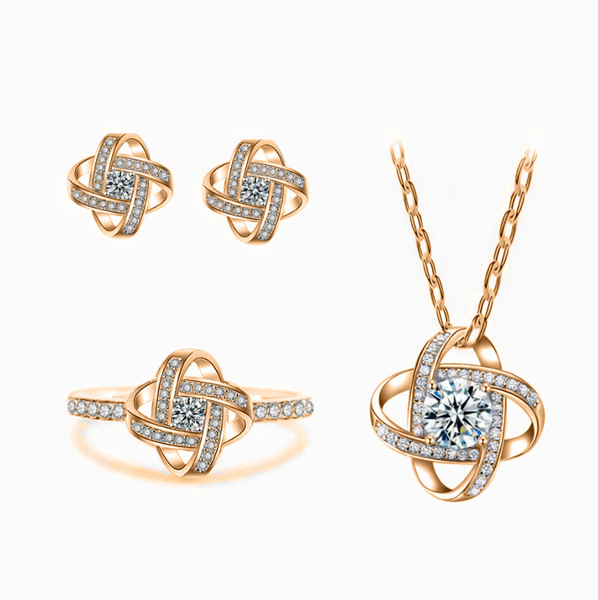 fashionable copper earrings with zircon