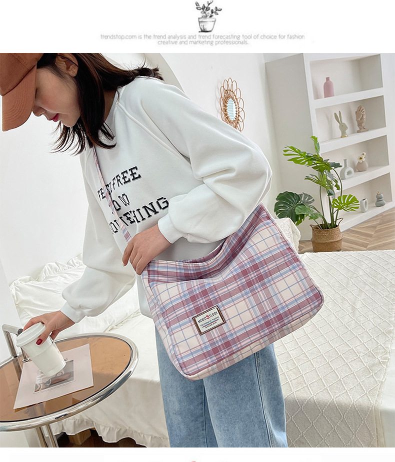 2022 New single-shoulder women's trendy checkered Korean style versatile crossbody bag for boys and girls, textbook bag undefined