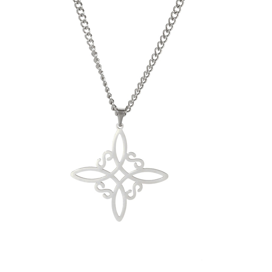 Comercio exterior exportado a Europa y América Venta caliente bruja nudo en forma de S collar pulsera pendientes anillo combinación corte traje de acero inoxidable