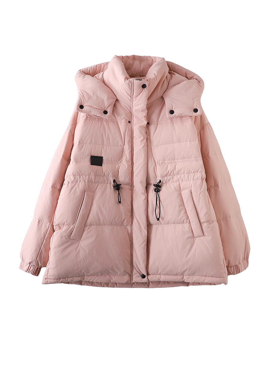 2025年新作 レディース アウトドア 防寒 ホワイトダックダウン ワークウェア ダウンジャケット ファッション フード付き レザーロゴ入り ウエストシェイプ 細見えコート