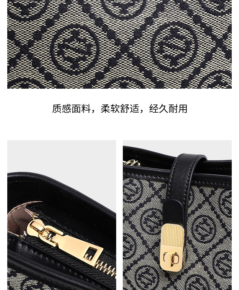 Túi tote nữ cỡ lớn họa tiết monogram, đeo vai và đeo chéo đi làm — màu xanh, Màu xanh (phiên bản công khai), màu đen, Màu đen (phiên bản công khai) chi tiết 12