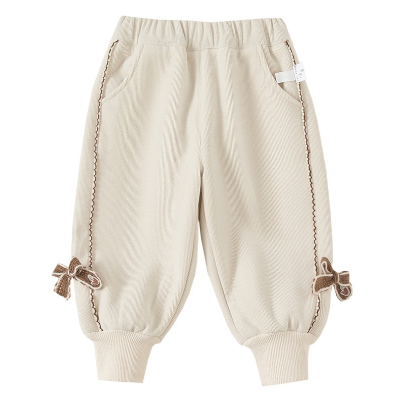 Ropa infantil Youbao, pantalones infantiles con forro polar, ropa de invierno gruesa, nuevos pantalones largos con puños de encaje de mariposa para niñas. image 1