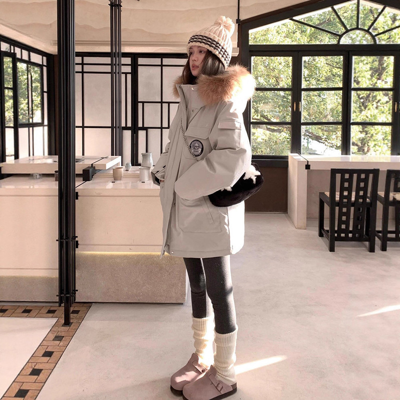 Winter New down Cotton Jacket for Women, High-End Style, Mid-Length 2025 Korean Version, Thickened Workwear Cotton Coat