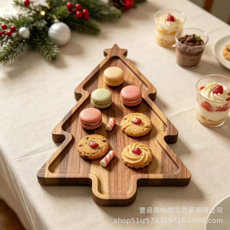 New wooden Christmas tree-shaped serving tray for holiday parties, decorative fruit and snack display tray New wooden Christmas tree-shaped serving tray for holiday parties, decorative fruit and snack display tray
