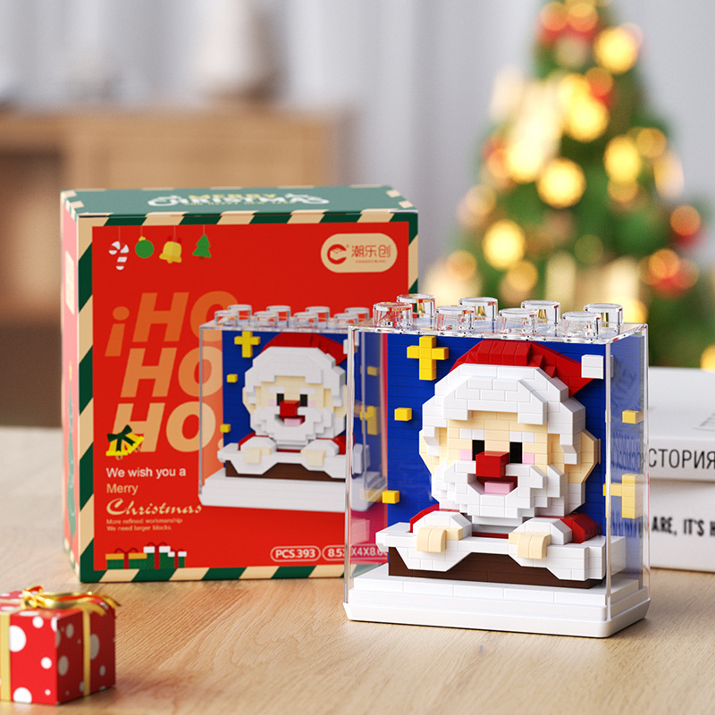 (2개) 여성을위한 산타 클로스 크리스마스 트리 엘크 장난감 크리스마스 선물 마이크로 입자 어린이 퍼즐 빌딩 블록 장식품과 호환