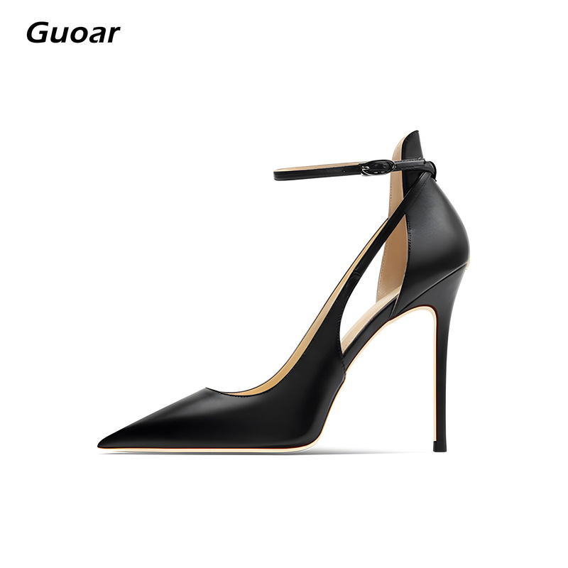Guoar2024 New 12cm Pointed Toe Shallow Mouth Wristband Stiletto Heel Wedding Banquet Large Size 34-44 Women's Shoes Guoar2024 New 12cm Pointed Toe Shallow Mouth Wristband Stiletto Heel Wedding Banquet Large Size 34-44 Women's Shoes