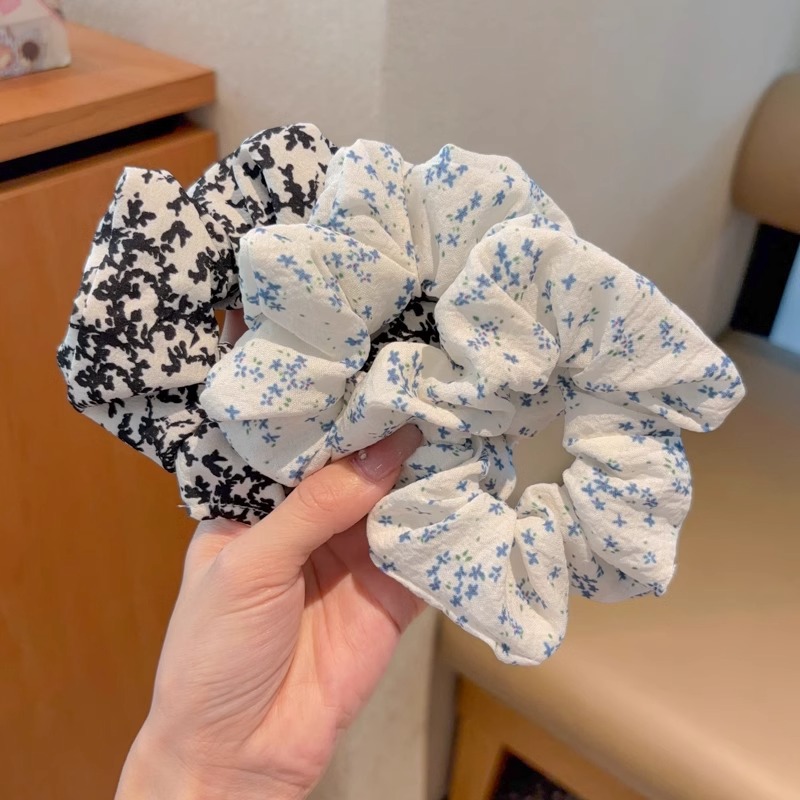 Niños coreanos ondulados puntos de flor gran intestino anillo de cabello de chicas de cabello de cuerda de cabello de cabello de cabeza de bola baja joyería de cabello de flores