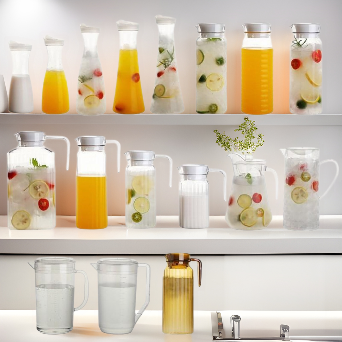 Botella de agua fría de plástico para PC, olla de jugo, olla, restaurante acrílico, botella de agua fría transparente resistente al calor, venta al por mayor de alto valor