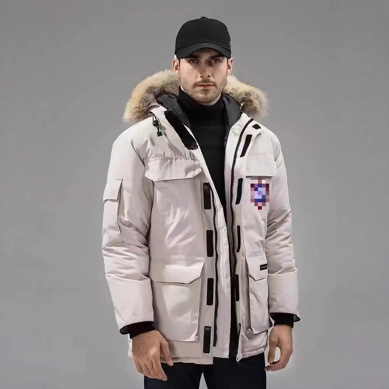 Men's down Jacket for Export, Canadian Goose 08 down Jacket, Duck Down, Men's Expedition Workwear, Mid-Length, Over-The-Knee, Thickened