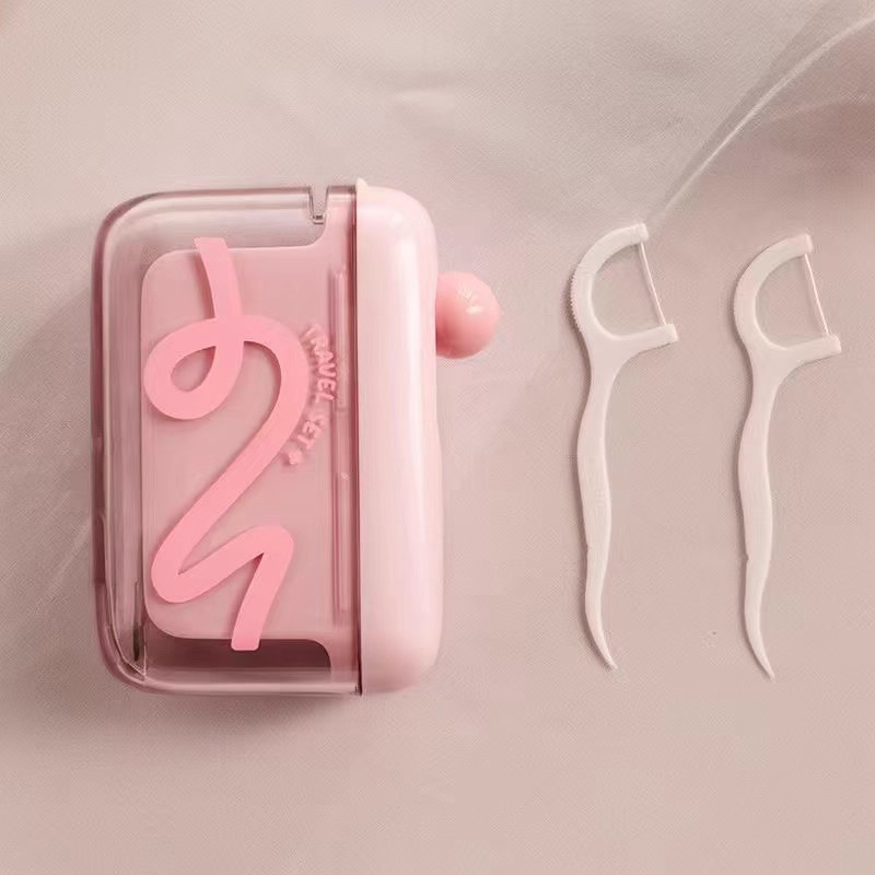 Caja de hilo dental portátil portátil a prueba de polvo, caja de almacenamiento de hilo dental de lujo ligera automática, exquisita
