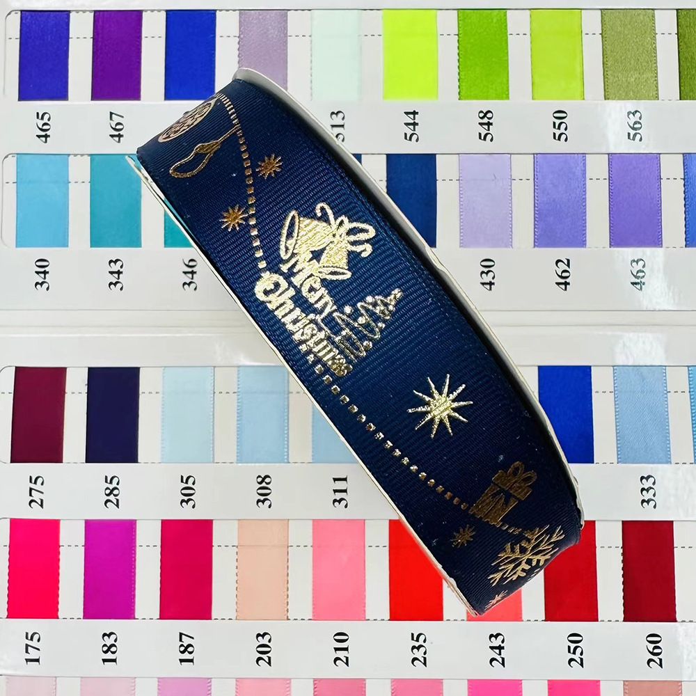 Transfronterizo 2.5CM cinta de oro de Navidad copo de nieve caja de regalo de embalaje cinta de decoración de árbol de Navidad cinta de color