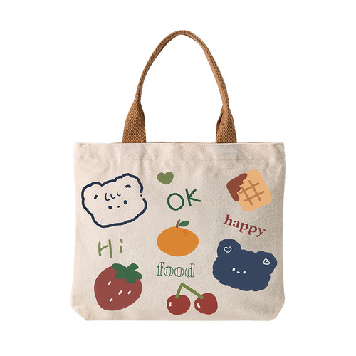 2024 new cute cartoon Japanese canvas bag tutoring bento bag women's bag handbag
