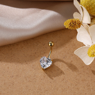 Personalized fashion Golden love transparent rhinestone navel nail navel accessories factory direct foreign trade cross-border hot selling navel accessories