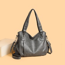 通勤大包女大容量PU斜挎女包高级感单肩手提包中老年托特包复古风