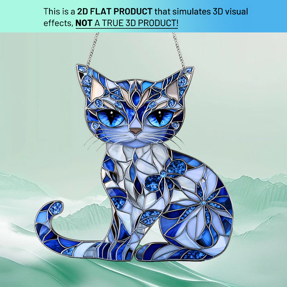 Transfronterizo misterioso tres ojos gatos azules puertas y ventanas acrílicas colgantes de decoración de pared del hogar colgantes de cadena