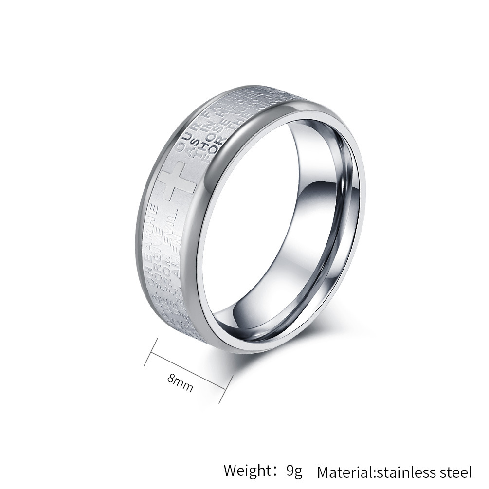 Retro Cross Titanium Steel Polishing Men's Rings display picture 1