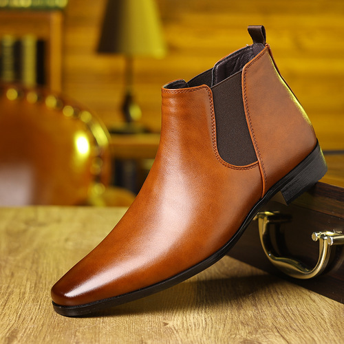 Large size spring/autumn style European and American small square-toe formal Chelsea boots high-top leather boots