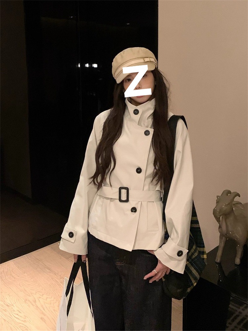 慵懒气质高级感短款风衣外套女2025年秋季新款英伦风立领收腰上衣
