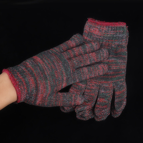 Labor protection gloves, 700g colorful mixed cotton yarn gloves, thickened, encrypted, wear-resistant steel-plated protective gloves