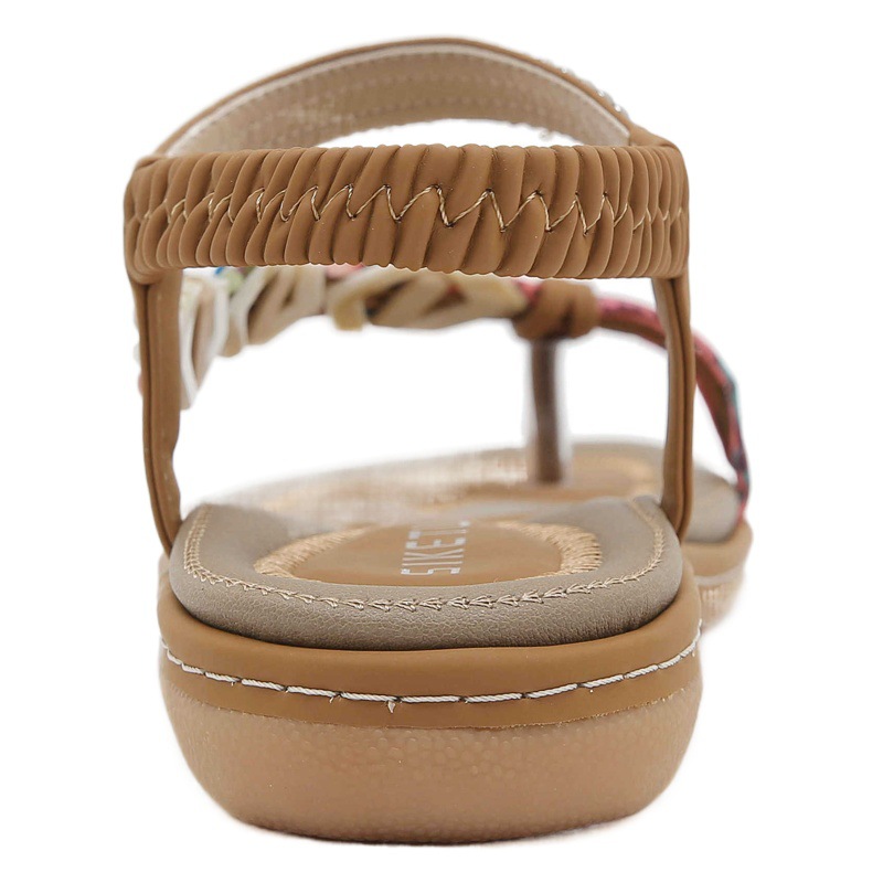 W676-3 nuevo verano 2024 sandalias rhinestone cómodo casual playa punta redonda Sandalias planas