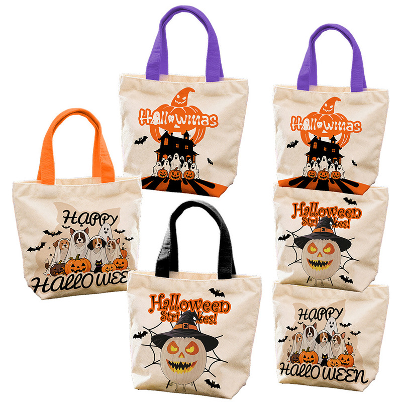 国境を越えた新しいハロウィーンのキャンバスショッピングバッグクリスマスイブ環境に優しいバッグホリデークリエイティブポータブルギフトバッグのカスタマイズ|undefined