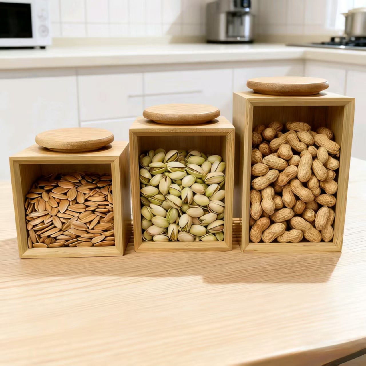 Bamboo Sealed Jar Best-Selling Large-Capacity Tea Jar Coffee Shop Household Sealed Snack Nut Storage Jar Storage Jar