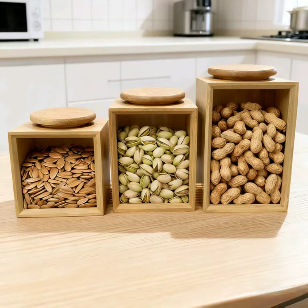 Bamboo Sealed Jar Best-Selling Large-Capacity Tea Jar Coffee Shop Household Sealed Snack Nut Storage Jar Storage Jar