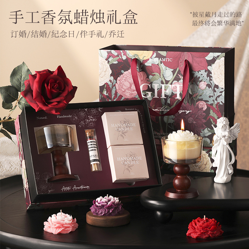 High-End Aromatherapy Soy Candle Gift Box for Newlyweds, Opening Ceremonies, Housewarming, Exquisite Souvenirs, Long-Lasting Fragrance Ornaments Wholesale