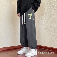 美式复古裤子男款秋冬季休闲长裤潮牌阔腿灯笼裤束脚运动卫裤批发