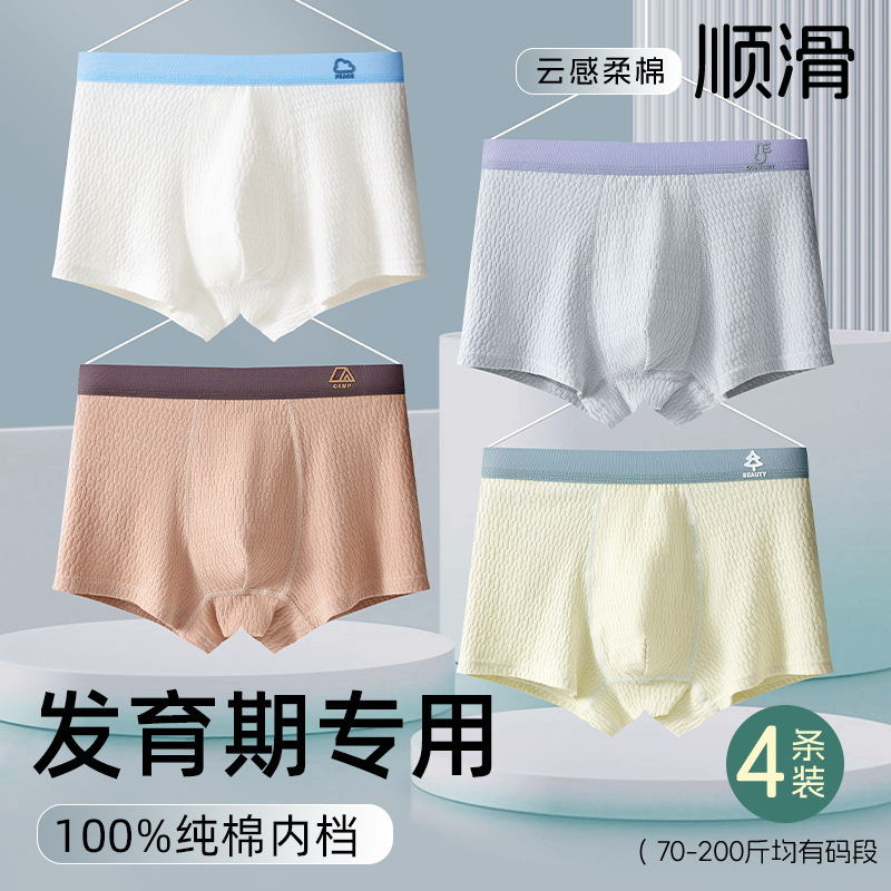 青少年内裤男童发育期纯棉a类男生中大童大码初高中生不夹屁屁|undefined