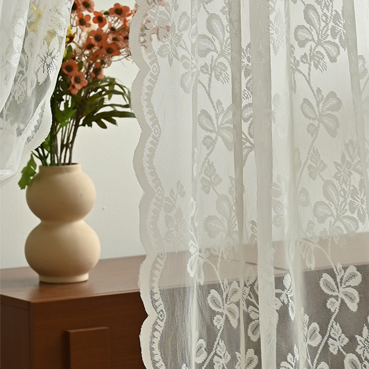 Flores coreanas transfronterizas de Amazon, cortinas de encaje tejidas por urdimbre, cortinas opacas terminadas, SHEIN