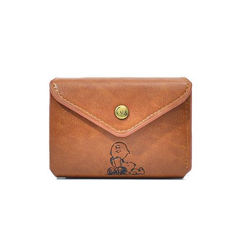 Japanese magazine appendix cute Snoopy men and women universal three-fold PU leather short wallet cartoon zero wallet 
