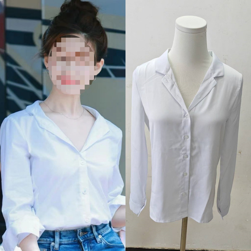 Long-Term In-Stock 2026 Spring Collection: Dazzling Shirt Similar to Xu Yan and Zhao Lusi's Style, Women's Elegant Workplace Shirt Top