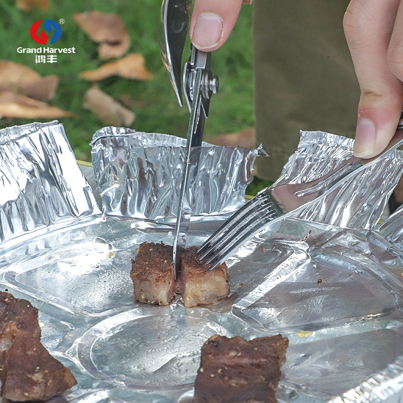 Hongfeng nuevo cuchillo al aire libre tenedor cuchillo multifunción 420 de acero inoxidable cuchillo plegable desmontable regalo combinación cuchillo